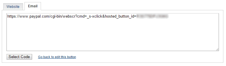 Get the PayPal URL from the Email tab