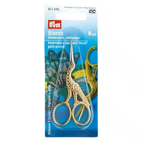 Professional Borduurschaar Ooievaar 3 1/2'' 9 cm goudkleurig - Afbeelding 3
