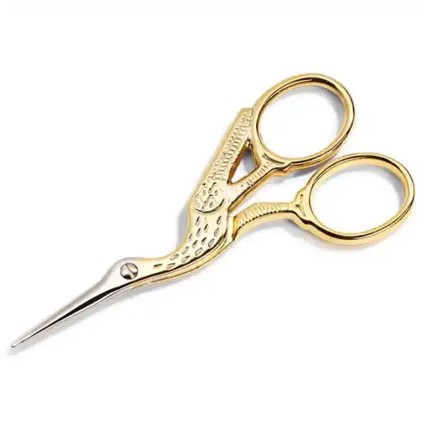 Professional Borduurschaar Ooievaar 3 1/2'' 9 cm goudkleurig