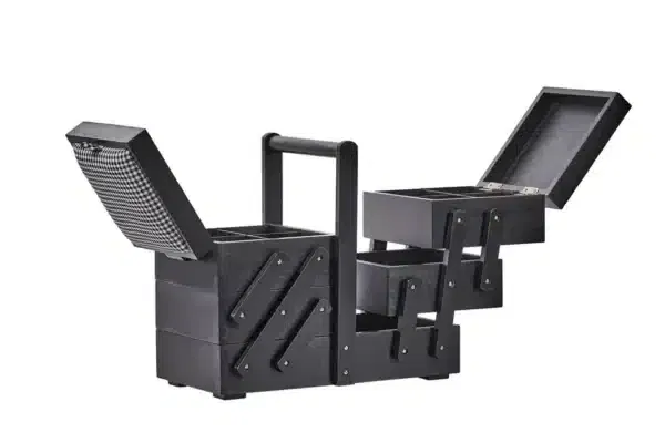 Borduurbox hout M zwart met stof - Afbeelding 2