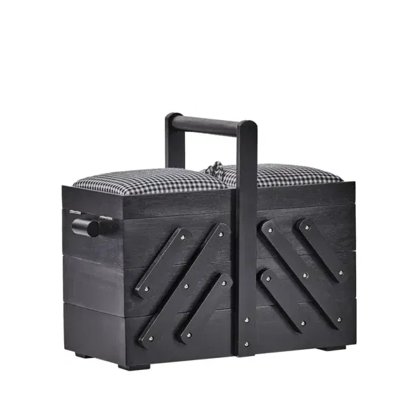 Borduurbox hout M zwart met stof