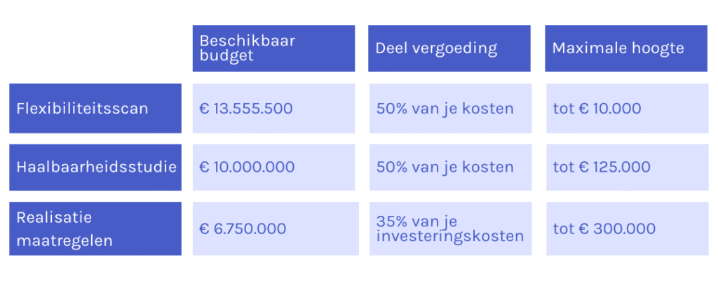 Afbeelding 1: budget Flex-e subsidie Flex-e subsidie