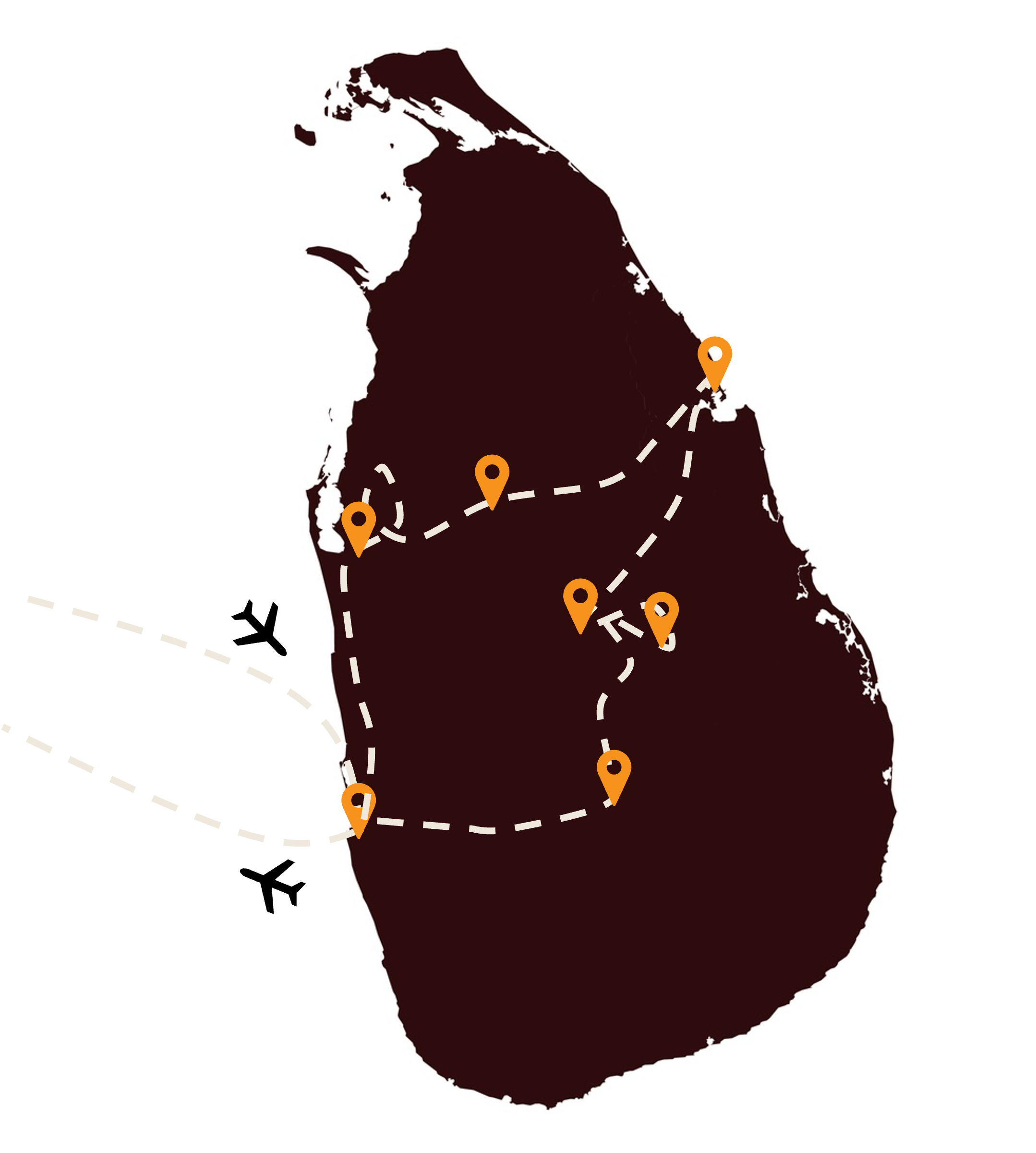 Kaart rondreis Koningssteden en bijzondere safari's