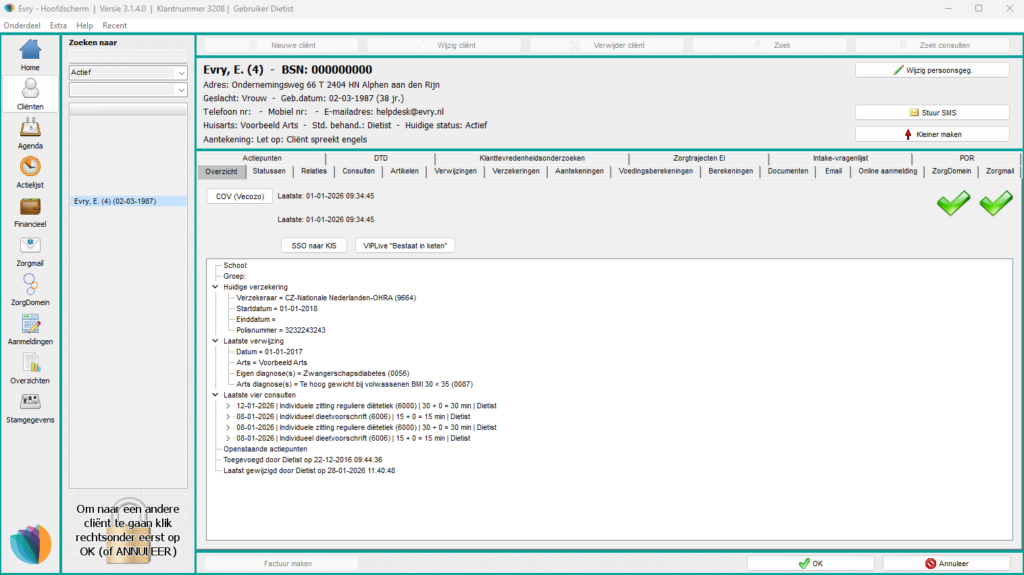 EPD software diëtetiek cliënten