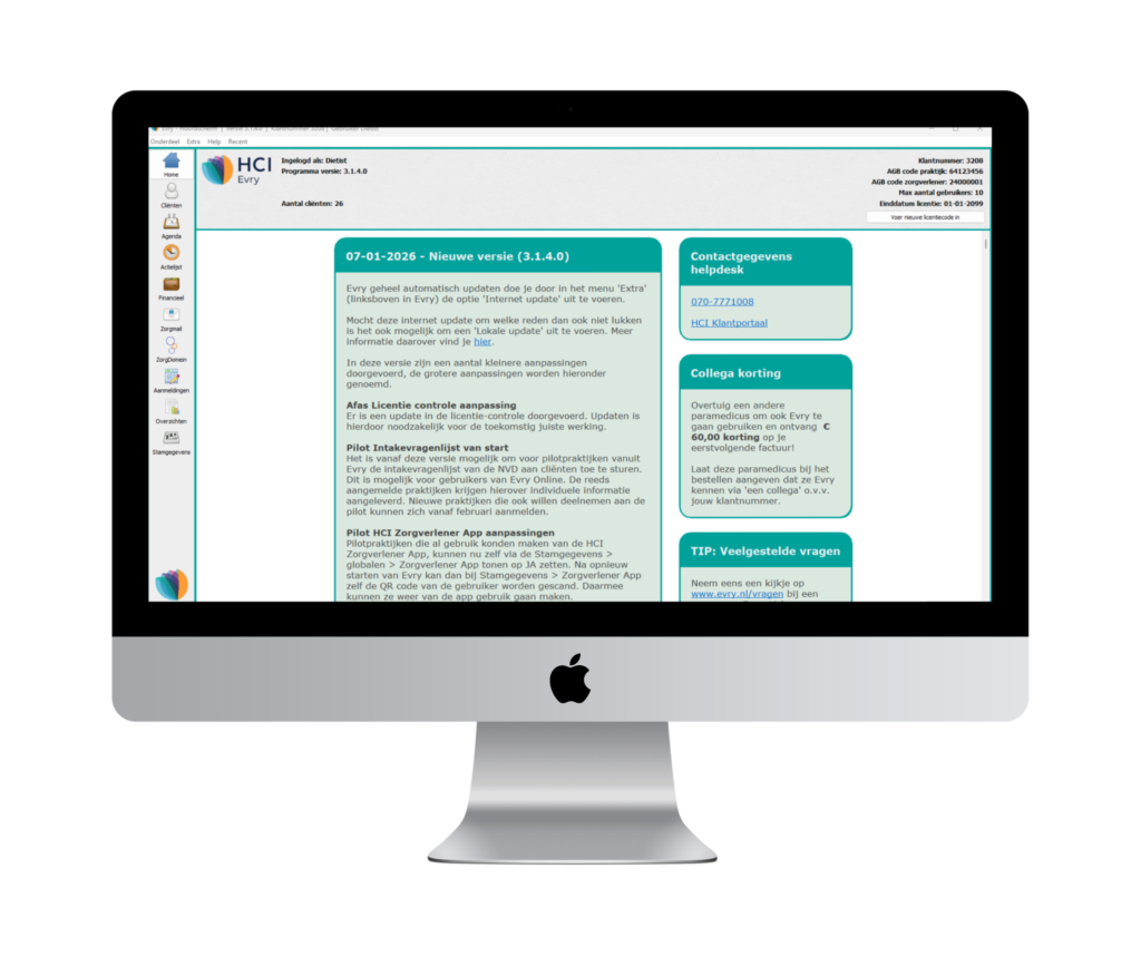 EPD software diëtetiek dashboard