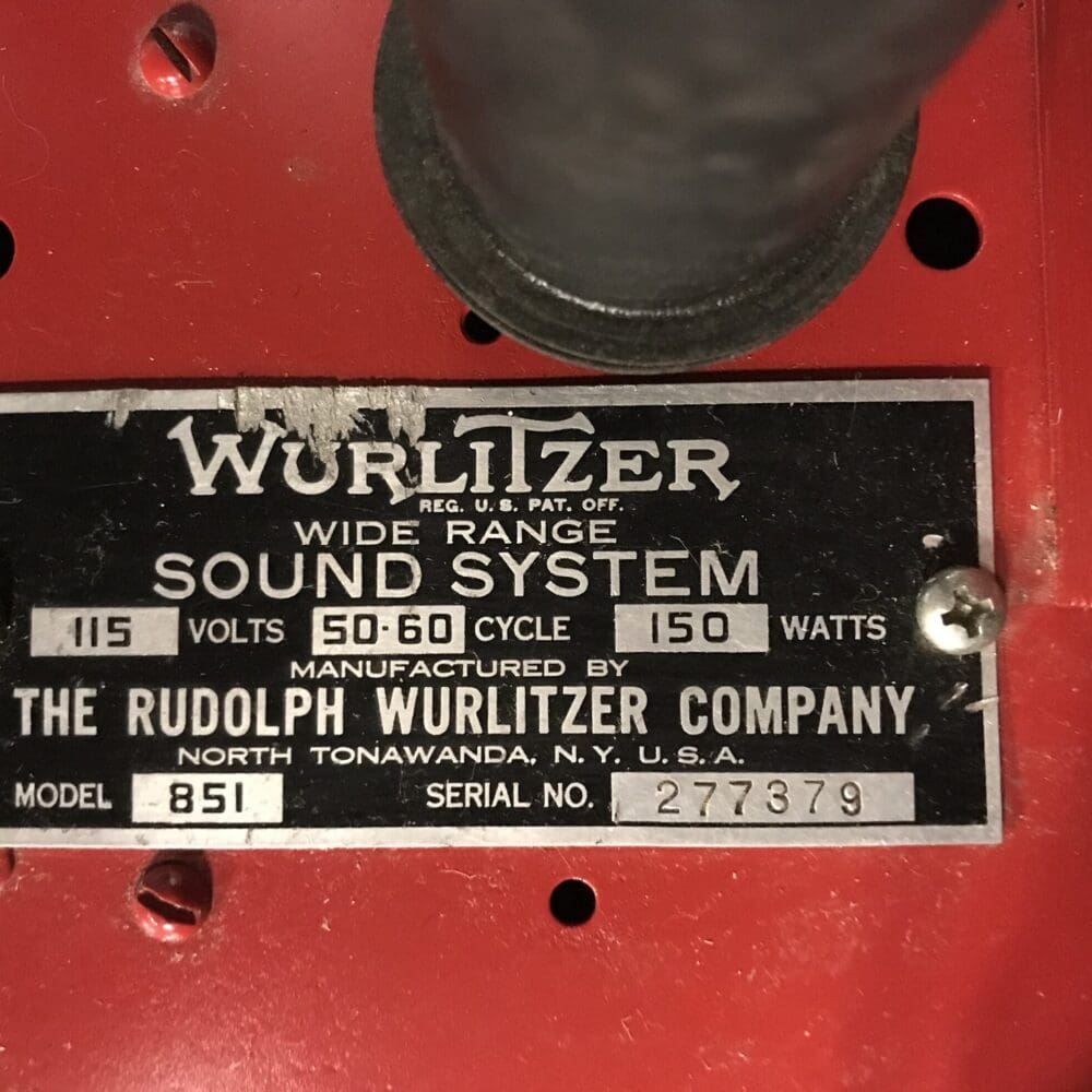 Gereviseerde Model 851 Wurlitzer 500 en 600 jukebox buizenversterker 1938