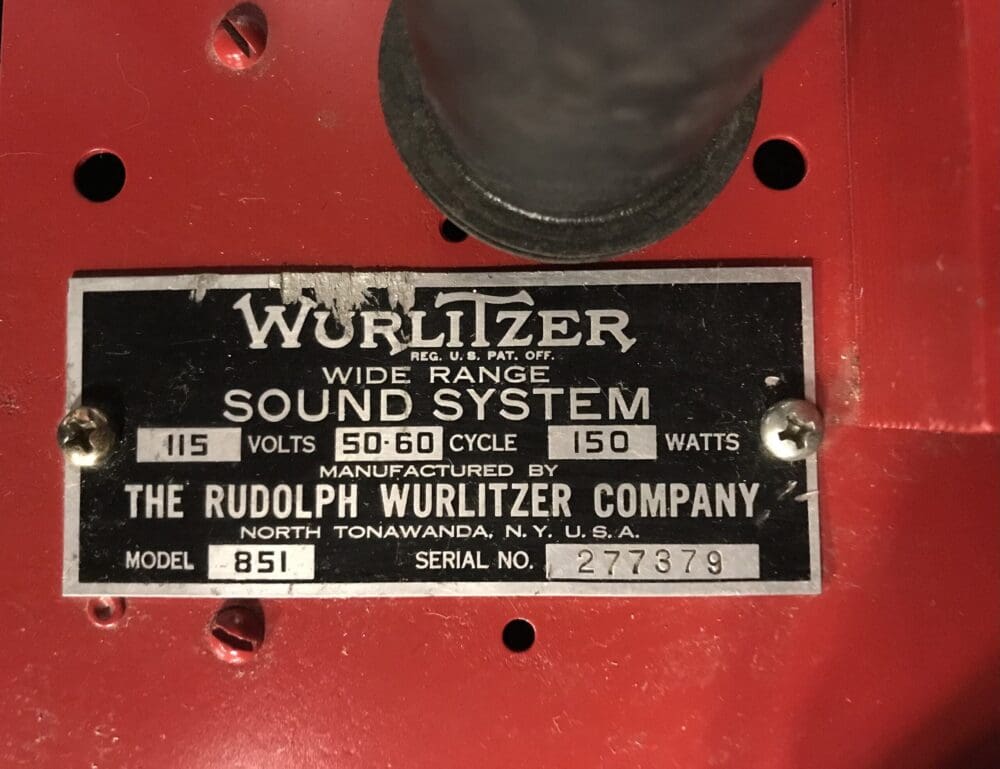 Gereviseerde Model 851 Wurlitzer 500 en 600 jukebox buizenversterker 1938