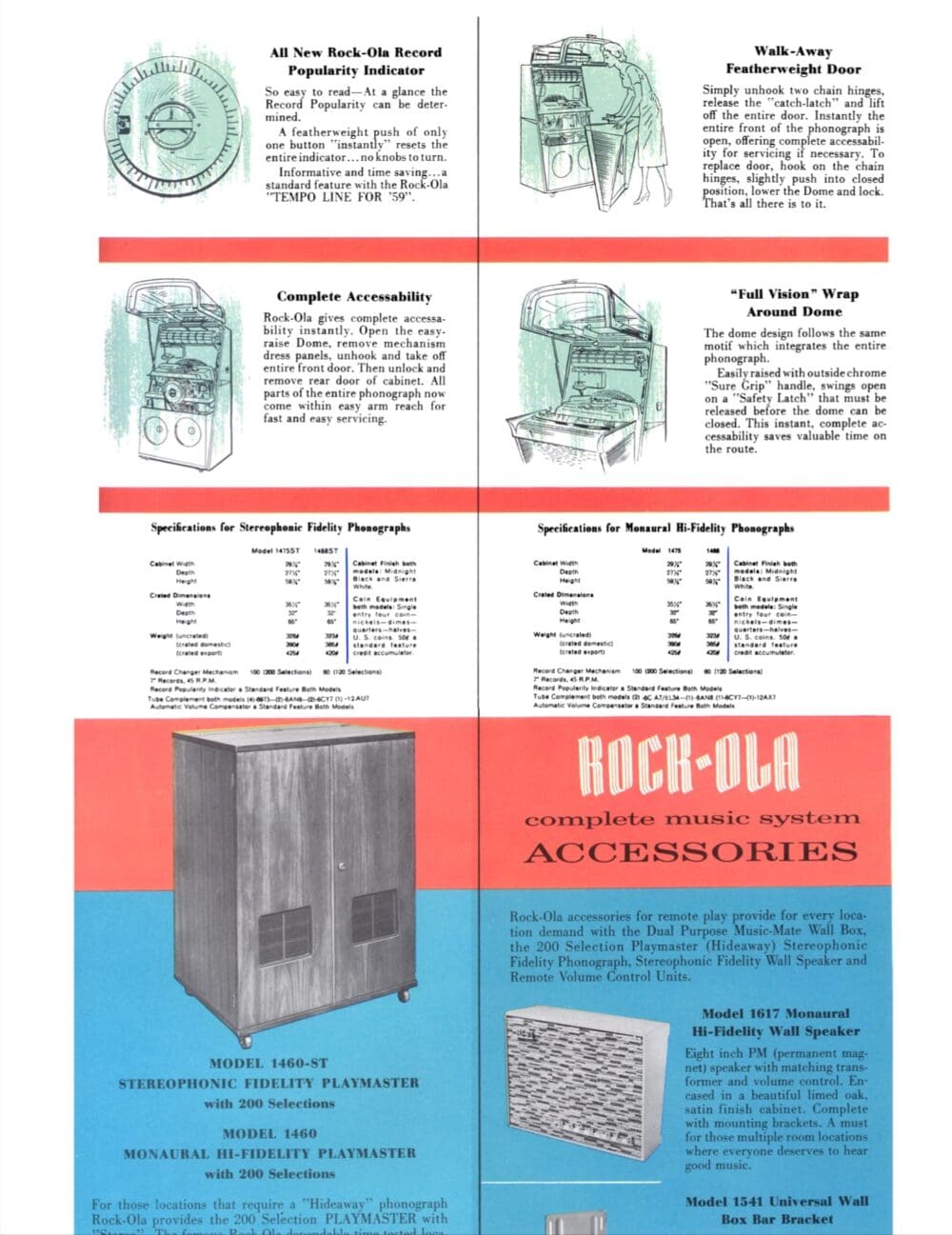 RockOla 1468 en 1475 “Tempo” jukebox 1959 - Afbeelding 2