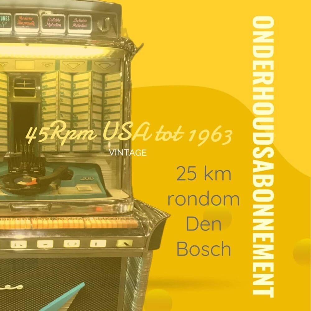 Serviceabonnement 45 rpm jukebox alleen USA jukeboxen tot 1963 <25km rondom Den Bosch