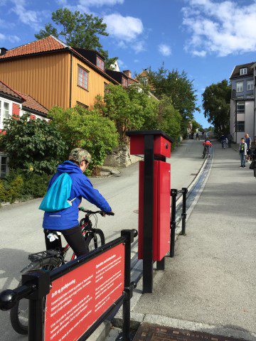 Trondheim - perfect voor een culi stedentrip = Trampe fietslift