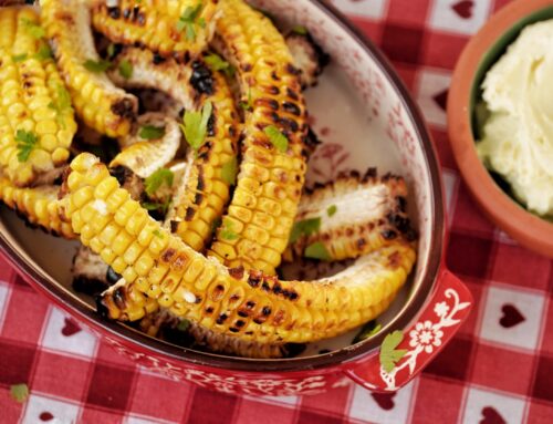 Mais ribs / Corn ribs van de Weber Lumin barbecue met whipped bourbon boter