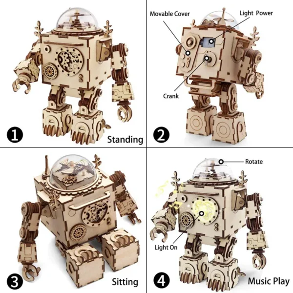 am601 13 AM601 Orpheus - Houten bouwpakket 3D Puzzel Robot Steampunk Robotime/ROKR/Rolife