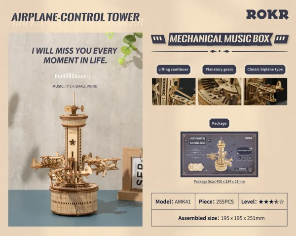 amk41 poster AMK41 Air-Control Tower - Houten Bouwpakket 3D-Puzzel Robotime/ROKR/Rolife
