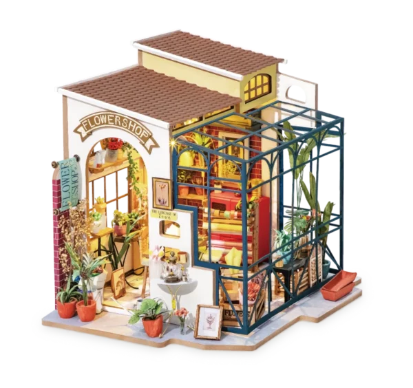 dg143 3 3 DG145 Emily’s Flower Shop - Houten Bouwpakket 3D-Puzzel DIY Robotime/ROKR/Rolife