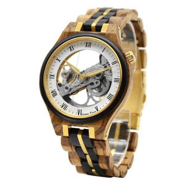 1967435019 GreenTime ZW171D houten heren horloge met een automatisch uurwerk. Greentime Wood Watch