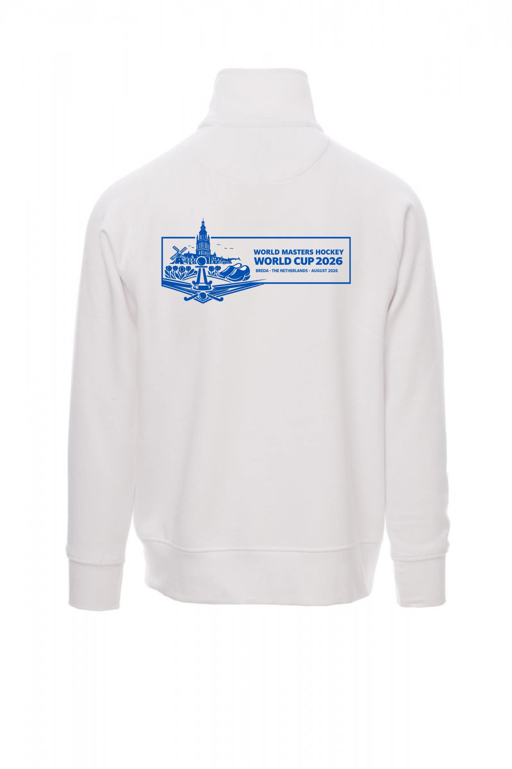 World Masters Hockey 2026 men’s full-zip sweatshirt in white - Afbeelding 2