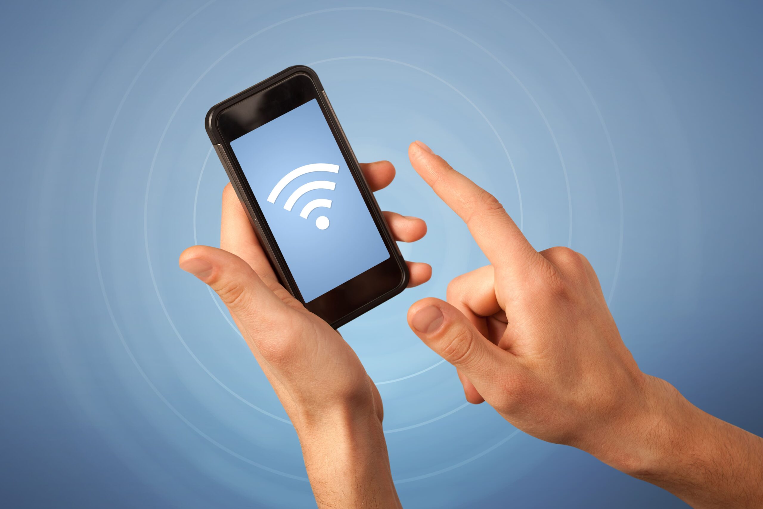 Draadloze mobiele telefoon met wifi symbol erop