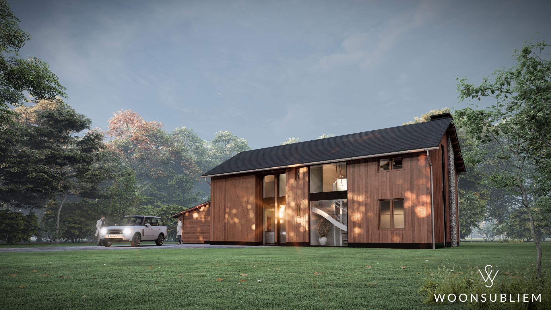 Houten schuurwoning Enschede met veranda, zonnepanelen en modern design #175