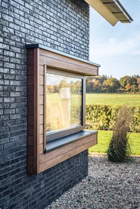 Huis laten ontwerpen door WoonSubliem – moderne woning met opvallend hoekkozijn, strakke architectuur en optimale lichtinval. Maatwerk dat past bij jouw woonwensen en stijl.