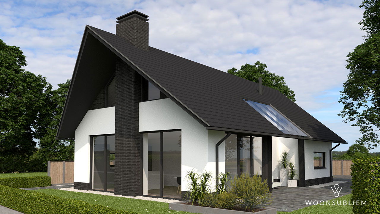zwart-wit-woning-zenderen-schoorsteen-voorgevel