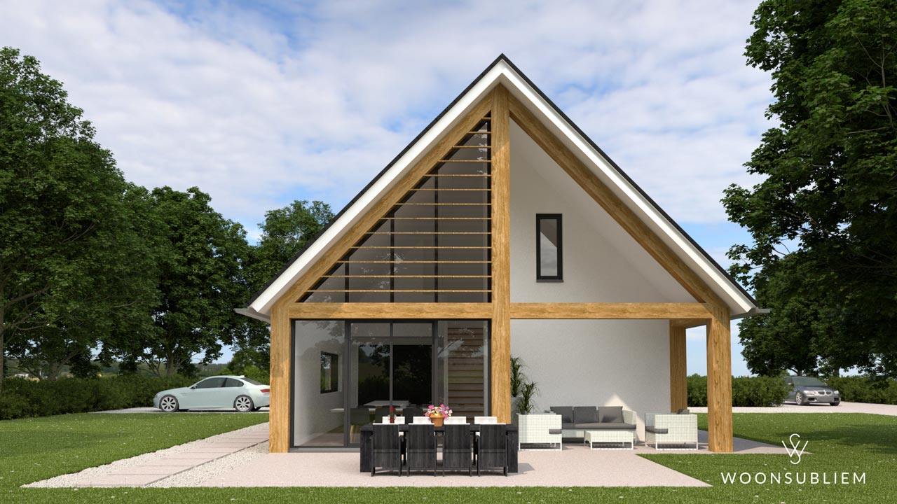 Schuurwoning gelijkvloers in Heesch met royale veranda en vide.