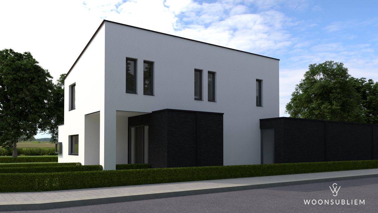 Achterzijde moderne villa Voorhout met grote ramen richting tuin