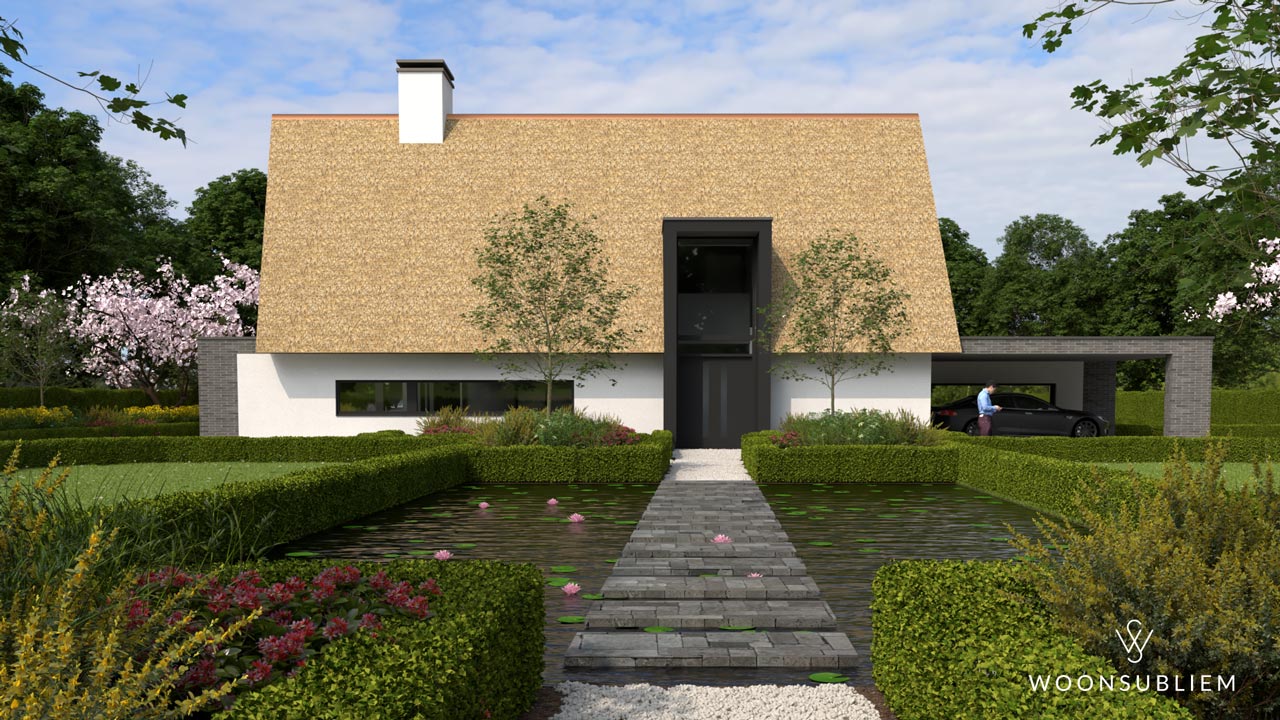 villa_risaliet_stuc_riet_bergenopzoom_voorgevel_#541 rieten kap ontwerp Bergen op Zoom WoonSubliem
