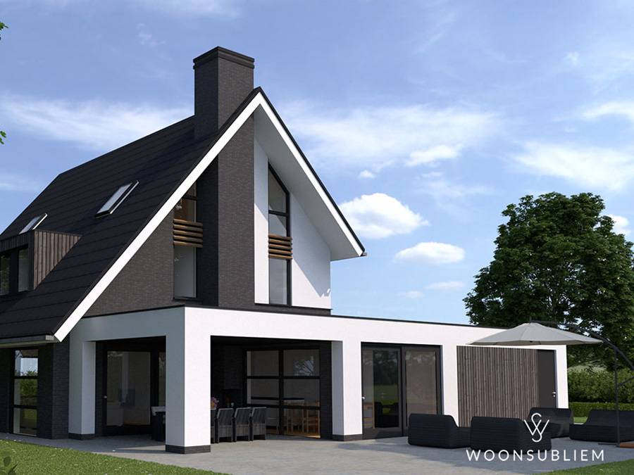 moderne woning met asymmetrische kap