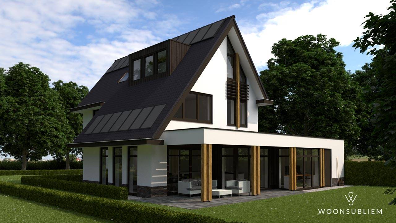 Villa asymmetrische kap Driebergen zonnepanelen