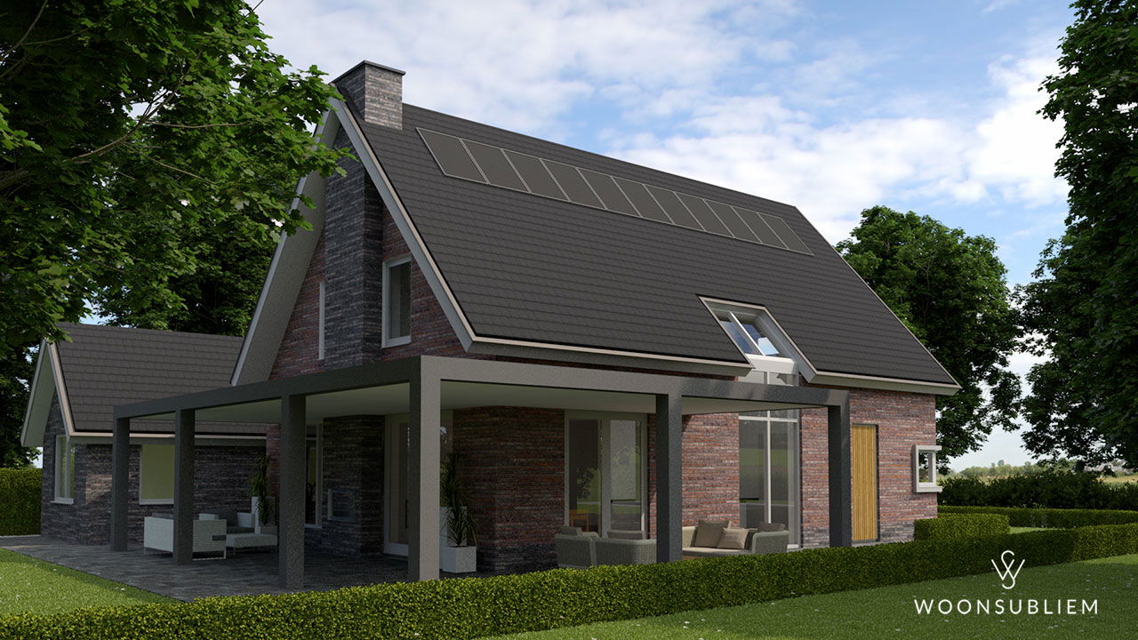 villa met rieten dak garage