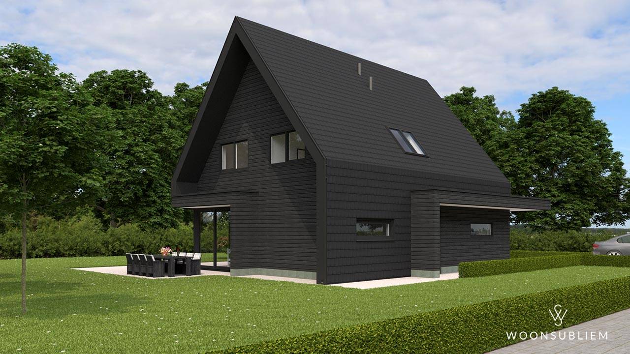 modern woningontwerp zwart overstek