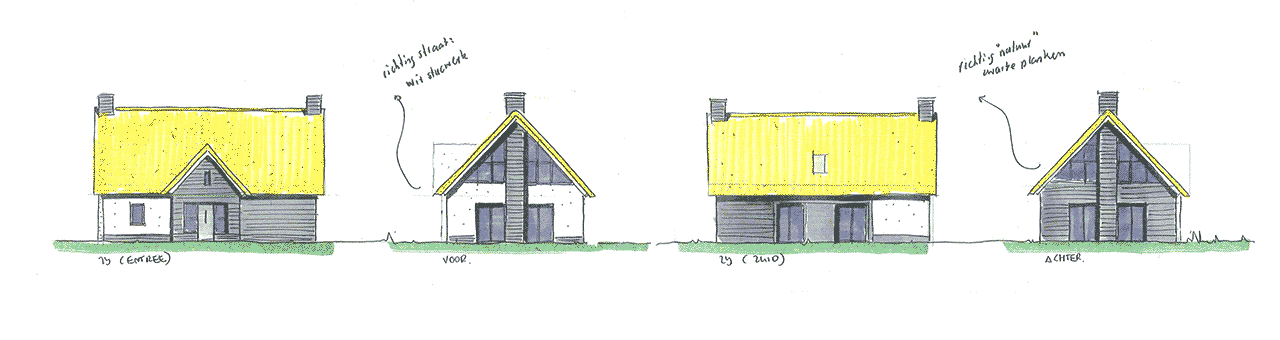 huis rieten kap ontwerpschetsen