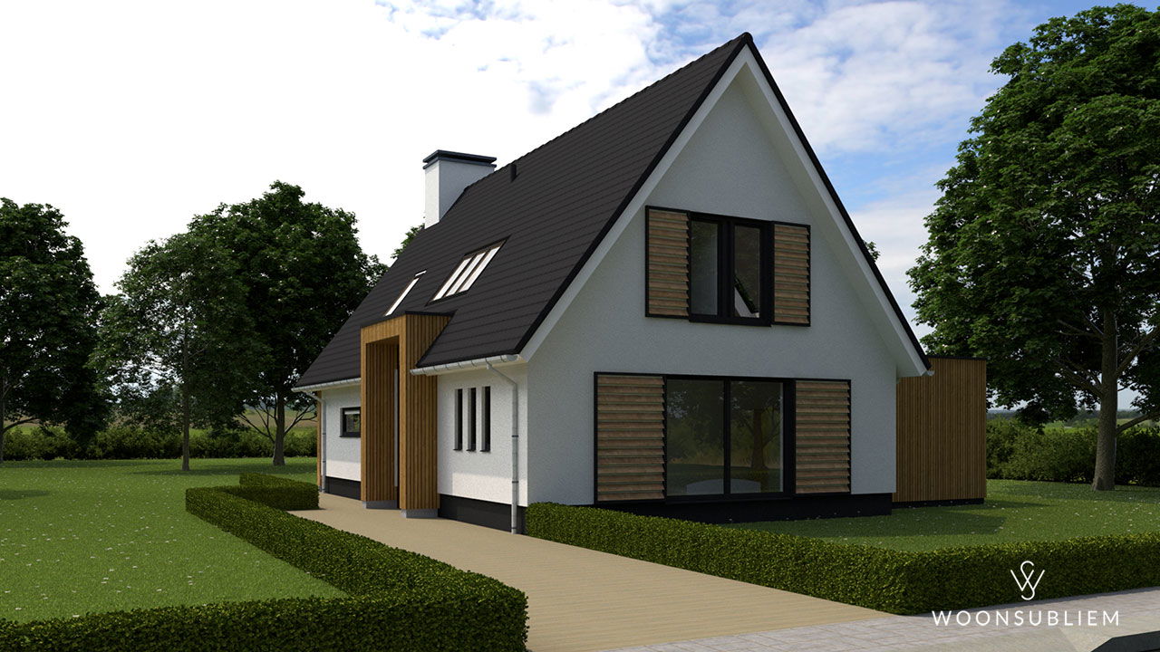 moderne schuurwoning met luifels